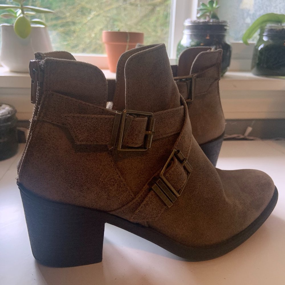 Qupid Strappy Cutout Booties